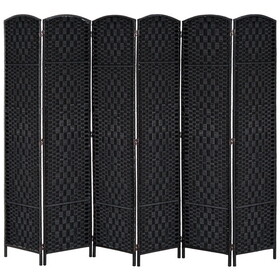 HOMCOM 6' Tall Wicker Weave 6 Panel Room Divider Privacy Screen - Black W2225P156067