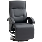 HOMCOM PU Recliner with Footrest, Lounge Chair with 135° Adjustable Backrest, Swivel Wood Base, Padded Seat & Armrests for Living Room, Black W2225P156077