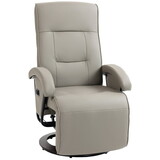 HOMCOM PU Recliner with Footrest, Lounge Chair with 135° Adjustable Backrest, Swivel Wood Base, Padded Seat & Armrests for Living Room, Gray W2225P156097