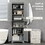 HOMCOM Tall Narrow Bathroom Storage Cabinet with Doors and Shelf Adjustability, Freestanding Bathroom Linen Cabinet with 2 Cabinets and Countertop, Bathroom Floor Cabinet, Gray W2225P156105