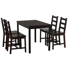 HOMCOM 5 Piece Dining Room Table Set, Wooden Kitchen Table and Chairs for Dinette, Breakfast Nook, Chestnut Brown W2225P156107