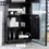 HOMCOM Tall Narrow Bathroom Storage Cabinet with Doors and Shelf Adjustability, Freestanding Bathroom Linen Cabinet with 2 Cabinets and Countertop, Bathroom Floor Cabinet, Black W2225P156108