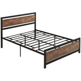 HOMCOM Full Bed Frame with Headboard & Footboard, Strong Metal Slat Support Bed Frame w/ Underbed Storage Space, No Box Spring Needed, 56.75