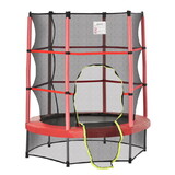 φ5FT Kids Trampoline with Enclosure Net, Springless Design, Safety Pad and Steel Frame for Indoor Outdoor, Toddler Round Bouncer for Age 3 to 6 Years Red W2225P156185