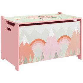 Qaba Toy Box with Lid, Toy Chest Storage Organizer for Bedroom with Safety Hinge, Cute Animal Design, Pink W2225P156292