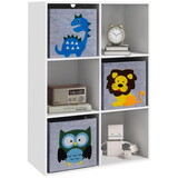 Qaba Children's Toy Organizer, Toy Storage with 3 Storage Bins and Cute Animal Design, Toy Shelf for Kids 3+ Years Old, White W2225P156299