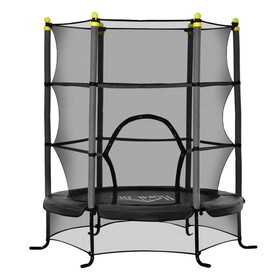 Soozier 5.3' Kids Trampoline, 64" Indoor Trampoline for Kids with Safety Enclosure for 3-10 Year Olds, Indoor & Outdoor Use, Black W2225P156305