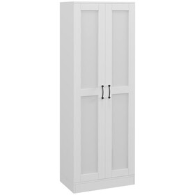 HOMCOM 69" Tall Storage Cabinet with Movable Storage Shelves, Modern Style Pantry Cupboard Cabinet with Soft Close Doors, White W2225P156373