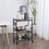 HOMCOM 3-tier Rolling Cart, Slim Kitchen Cart with Wheels, 2 Sliding Baskets, Microwave Cart with Side Hooks for Dining Room, Oak Wood Tone W2225P156374