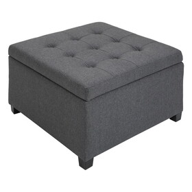 HOMCOM Fabric Tufted Storage Ottoman with Flip Top Seat Lid, Metal Hinge and Stable Eucalyptus Wood Frame for Living Room, Entryway, or Bedroom, Grey W2225P156376