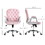 Vinsetto Velvet Home Office Chair, Button Tufted Desk Chair with Padded Armrests, Adjustable Height and Swivel Wheels, Pink W2225P156384