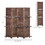 HOMCOM 4-Panel Folding Room Divider, 5.6 ft Freestanding Paulownia Wood Privacy Screen Panel with Storage Shelves for Bedroom or Office, Walnut W2225P156394