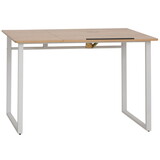HOMCOM Modern Drafting Drawing Table with Adjustable Tiltable Tabletop, Writing Office Desk Artist Workstation, Oak W2225P156396