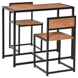 HOMCOM 3-Piece Industrial Dining Table Set for 2, Kitchen Table and Chairs, Dining Room Sets for Small Spaces W2225P157900