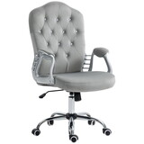Vinsetto Home Office Chair, Velvet Computer Chair, Button Tufted Desk Chair with Swivel Wheels, Adjustable Height, and Tilt Function, Light Gray W2225P157904