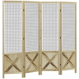 HOMCOM 4 Panel Room Divider, 4.7 ft Tall Wood Indoor Portable Folding Privacy Screens, Partition Wall Divider for Home Office, Natural W2225P157905