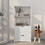 kleankin Farmhouse Bathroom Floor Cabinet, Linen Cabinet, Bathroom Storage Organizer with Doors and Drawer, White W2225P157907