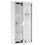 kleankin Wall Mounted Medicine Cabinet, Locking Wall Cabinet with 4 Tier Shelves, Stainless Steel Frame and Glass Door, Lockable with 2 Keys, Silver, 12