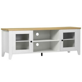 HOMCOM Modern TV Stand, Entertainment Center with Shelves and Cabinets for Flatscreen TVs up to 60" for Bedroom, Living Room, White W2225P160348
