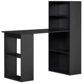 HOMCOM Modern Home Office Desk with 6-Tier Storage Shelves, 47" Writing Table with Bookshelf, Black W2225P160352