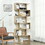 HOMCOM 75.5"H Bookcase 6 Shelf S-Shaped Bookshelf Wooden Storage Display Stand Shelf Organizer Free Standing Oak W2225P160358