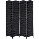 HOMCOM 6' Tall Wicker Weave 4 Panel Room Divider Privacy Screen - Black W2225P160363