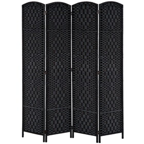 HOMCOM 6' Tall Wicker Weave 4 Panel Room Divider Privacy Screen - Black W2225P160363