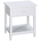 HOMCOM End Table, 2-tier Side Table with Drawer and Storage Shelf, Modern Beside Table for Bedroom, Living Room, White W2225P160366