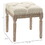 HOMCOM 16" Vintage Ottoman, Tufted Foot Stool with Upholstered Seat, Rustic Wood Legs for Bedroom, Living Room, Beige W2225P160417