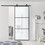 HOMCOM 36" x 84" Sliding Door with Hardware Kit, Handle, & Track, Industrial Frosted Tempered Glass Door with Carbon Steel, Easy Installation W2225P160419