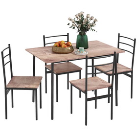 HOMCOM 5 Piece Dining Room Table Set for 4, Space Saving Kitchen Table and Chairs, Rectangle Dining Set with Steel Frame for Breakfast Nook W2225P160424