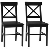 HOMCOM Modern Farmhouse Dining Chairs Set of 2, Wooden Kitchen Chairs with Cross Back, Solid Structure for Dining Room, Black W2225P160439