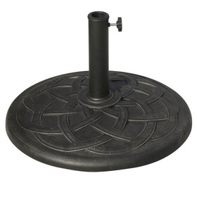 Outsunny 22" 42 lbs Round Resin Umbrella Base Stand Market Parasol Holder with Beautiful Decorative Pattern & Easy Setup, for &phi;1.5", &phi;1.89" Pole, Bronze W2225P164051