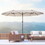 Outsunny Extra Large 15ft Patio Umbrella, Double-Sided Outdoor Umbrella with Crank Handle and Air Vents for Backyard, Deck, Pool, Market, Wine Red