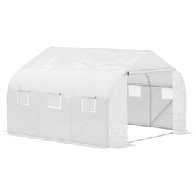 Outsunny 11.5' x 10' x 6.5' Outdoor Walk-in Greenhouse, Tunnel Green House with Roll-up Windows, Zippered Door, PE Cover, Heavy Duty Steel Frame, White W2225P164057