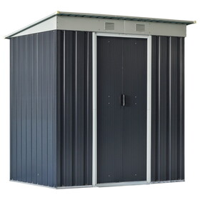 Outsunny 6' x 4' Metal Lean to Garden Shed, Outdoor Storage Shed, Garden Tool House with Double Sliding Doors, 2 Air Vents for Backyard, Patio, Lawn, Black W2225P164062