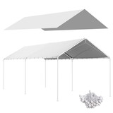 Outsunny 10' x 20' Carport Replacement Top Canopy Cover, UV Resistant and Water Resistant Car Port Portable Garage Tent Cover with Ball Bungee Cords, White, Only Cover W2225P164064