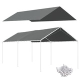 Outsunny 10' x 20' Carport Replacement Top Canopy Cover, UV Resistant and Water Resistant Car Port Portable Garage Tent Cover with Ball Bungee Cords, Dark Gray, Only Cover W2225P164070