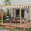Outsunny 10' x 10' Retractable Pergola Canopy, Wood Grain Aluminum Pergola, Outdoor Sun Shade Shelter for Grill, Garden, Patio, Backyard, Deck, Cream White W2225P164086