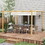 Outsunny 10' x 12' Retractable Pergola Canopy, Wood Grain Aluminum Pergola, Outdoor Sun Shade Shelter for Grill, Garden, Patio, Backyard, Deck, Cream White W2225P164089