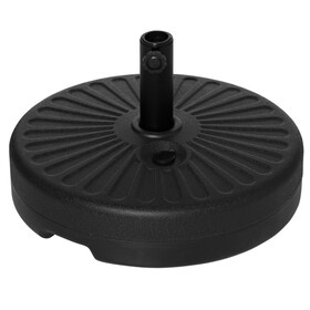 Outsunny Fillable Patio Umbrella Base Stand, Round Plastic Umbrella Holder for Outdoor, Patio, Garden, Deck and Beach, 46lb Capacity Water or 57lb Capacity Sand, Fit Dia 38mm Pole, Black W2225P164093