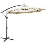 Outsunny 10FT Cantilever Umbrella, Offset Patio Umbrella with Crank and Cross Base for Deck, Backyard, Pool and Garden, Hanging Umbrellas, Tan W2225P164101