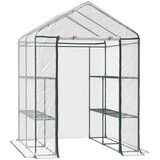 Outsunny 5' x 5' x 6' Mini Walk-in Greenhouse Kit, Portable Green House with 3 Tier Shleves, Roll-Up Door, and Weatherized Plastic Cover for Backyard Garden, Garden W2225P164103