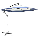 Outsunny 10FT Cantilever Umbrella, Offset Patio Umbrella with Crank and Cross Base for Deck, Backyard, Pool and Garden, Hanging Umbrellas, Navy Blue W2225P164110