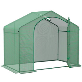 Outsunny 6' x 3' x 5' Portable Walk-in Greenhouse, PE Cover, Steel Frame Garden Hot House, Zipper Door, Top Vent for Flowers, Vegetables, Saplings, Tropical Plants, Green W2225P164114