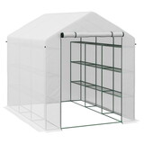 Outsunny Walk-in Greenhouse for Outdoors with Roll-up Zipper Door, 18 Shelves, PE Cover, Small and Portable Green House, Heavy Duty Humidity Seal, 95.25