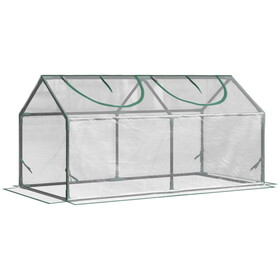 Outsunny 4' x 2' x 2' Portable Mini Greenhouse, Small Greenhouse with PVC Cover, Roll-up Zippered Windows for Indoor, Outdoor Garden, Clear W2225P164121