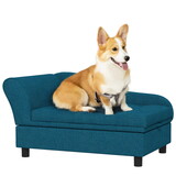 PawHut Pet Sofa, Dog Couch, Elevated Pet Bed for Small and Medium Dogs, with Hidden Storage, Soft Tufted Cushion, Dark Blue W2225P166280