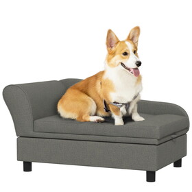 PawHut Pet Sofa, Dog Couch, Elevated Pet Bed for Small and Medium Dogs, with Hidden Storage, Soft Tufted Cushion, Gray W2225P166281