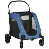 PawHut Pet Stroller Universal Wheel with Storage Basket Ventilated Foldable Oxford Fabric for Medium Size Dogs, Blue W2225P166285